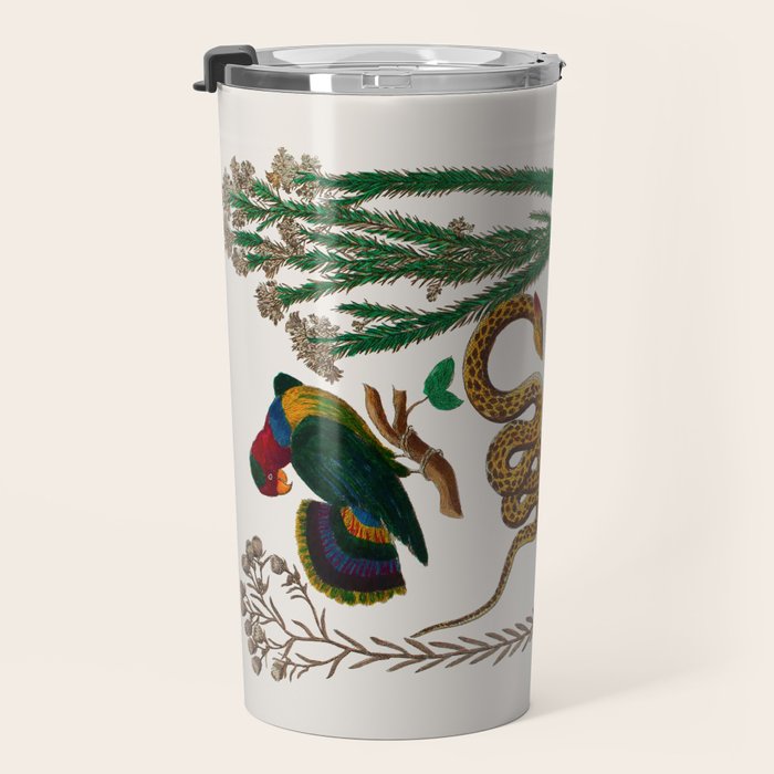 Snakes Birds Sunflower Art Print by Albertus Seba Travel Mug Gallery Image 3