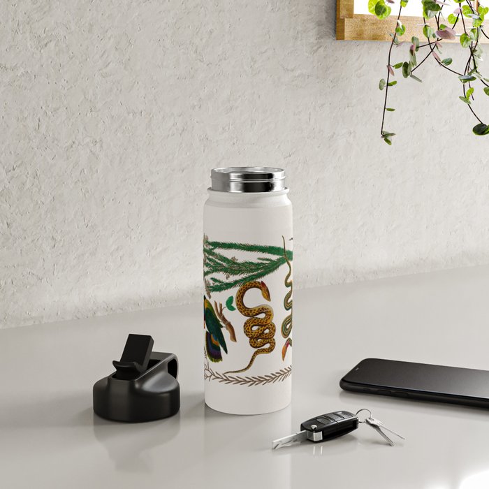 Snakes Birds Sunflower Art Print by Albertus Seba Water Bottle Gallery Image 4