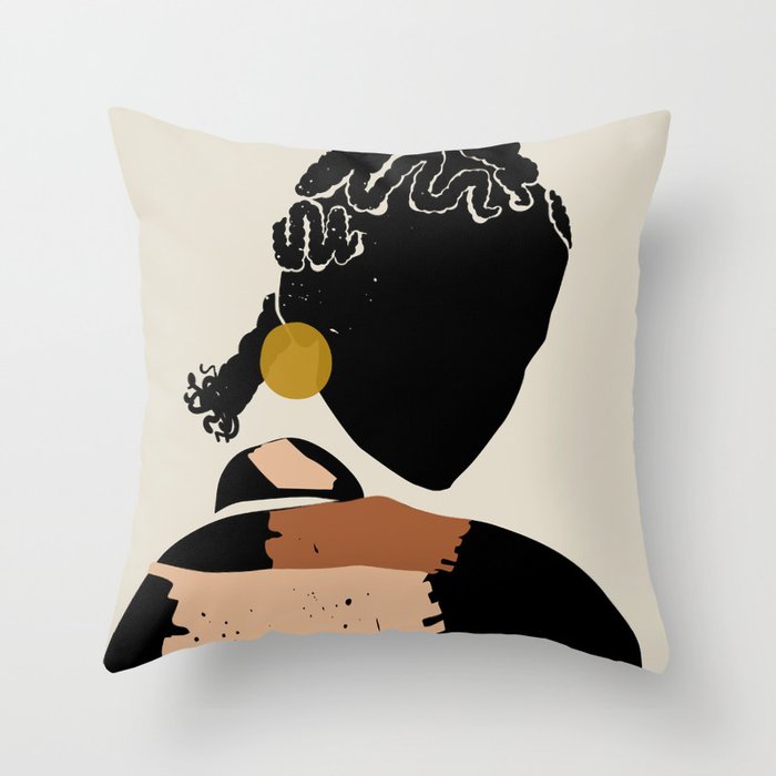 Black Hair No. 12 Throw Pillow Gallery Image 6