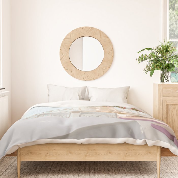 Sorrento Vibes | Balcony In Italy With Pink Flowers Photo Print | Summer Travel Photography Duvet Cover Gallery Image 3