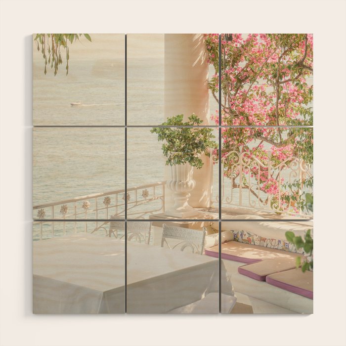 Sorrento Vibes | Balcony In Italy With Pink Flowers Photo Print | Summer Travel Photography Wood Wall Art Gallery Image 1