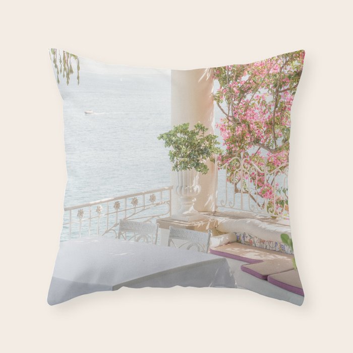 Sorrento Vibes | Balcony In Italy With Pink Flowers Photo Print | Summer Travel Photography Throw Pillow Gallery Image 6