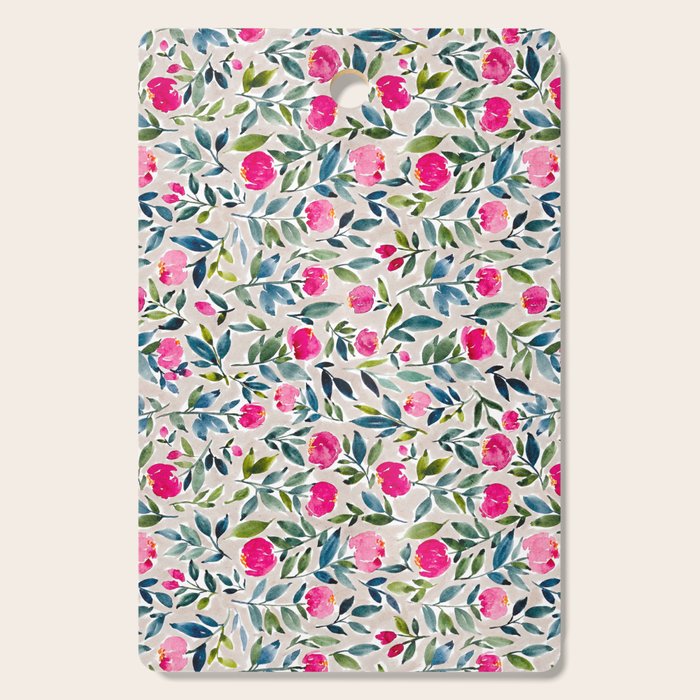 Popping Peonies - Beige Cutting Board Gallery Image 1