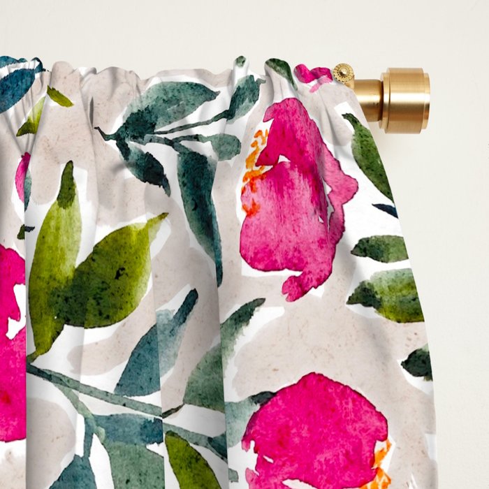 Popping Peonies - Beige Window Curtain Gallery Image 2