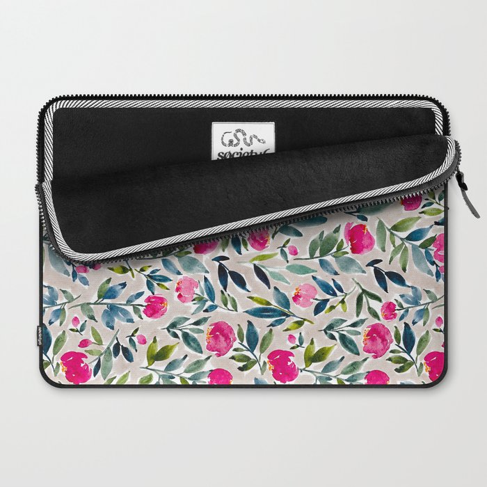 Popping Peonies - Beige Laptop Sleeve Gallery Image 2