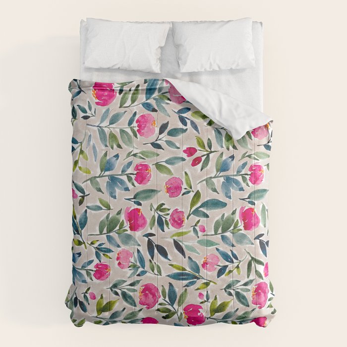 Popping Peonies - Beige Comforter Gallery Image 6