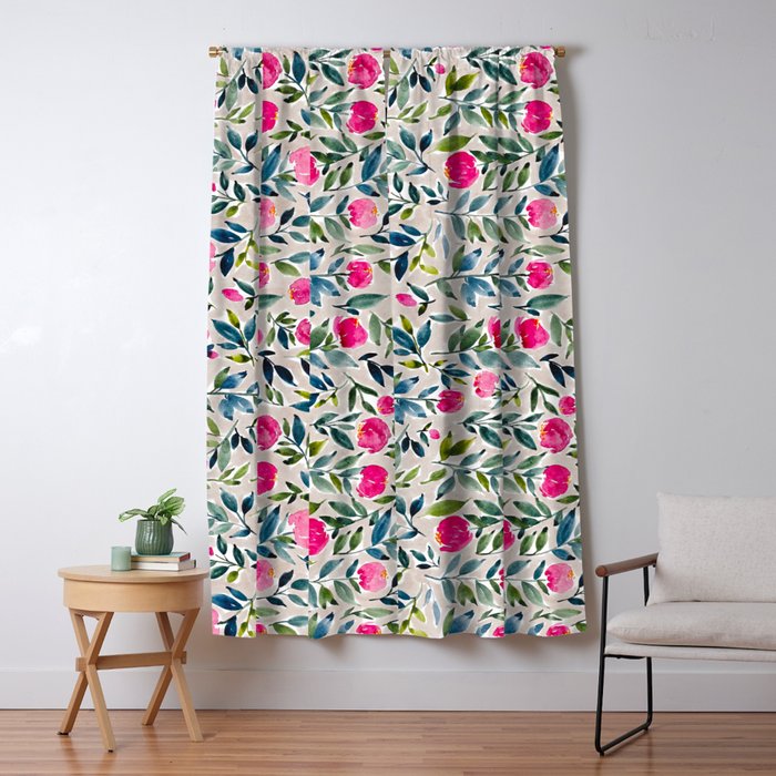 Popping Peonies - Beige Window Curtain Gallery Image 5