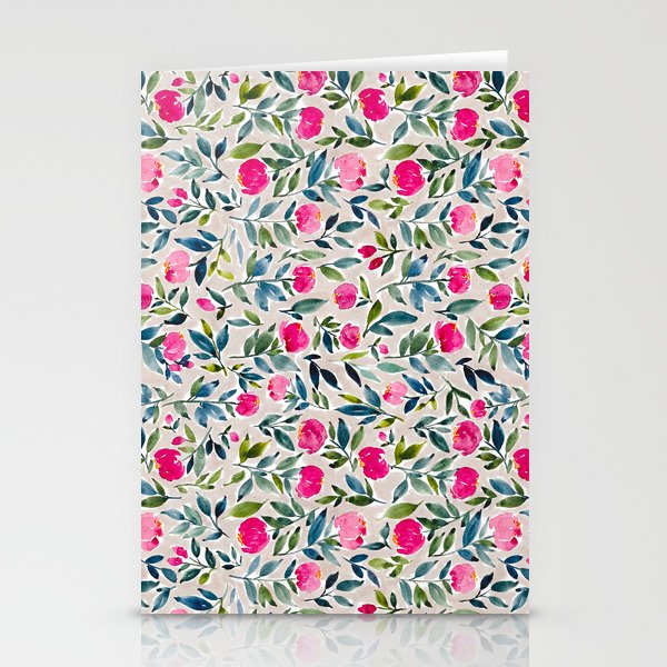 Popping Peonies - Beige Stationery Card Gallery Image 2