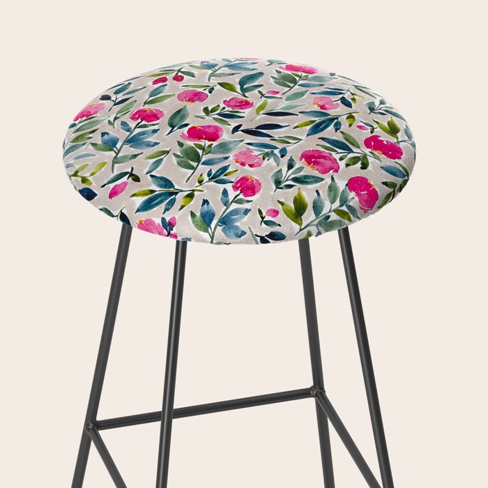 Popping Peonies - Beige Stool Gallery Image 2