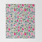 Popping Peonies - Beige Throw Blanket Gallery Image 2