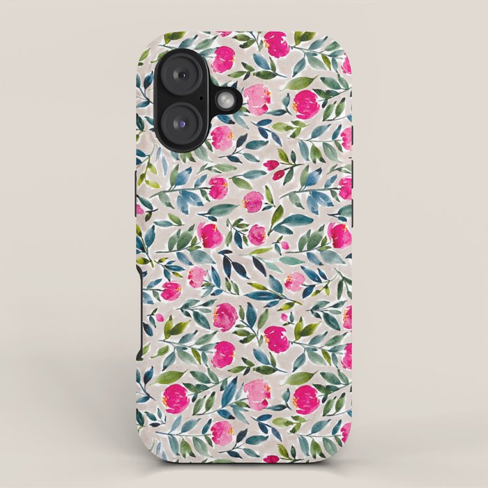 Popping Peonies - Beige iPhone Case Gallery Image 1