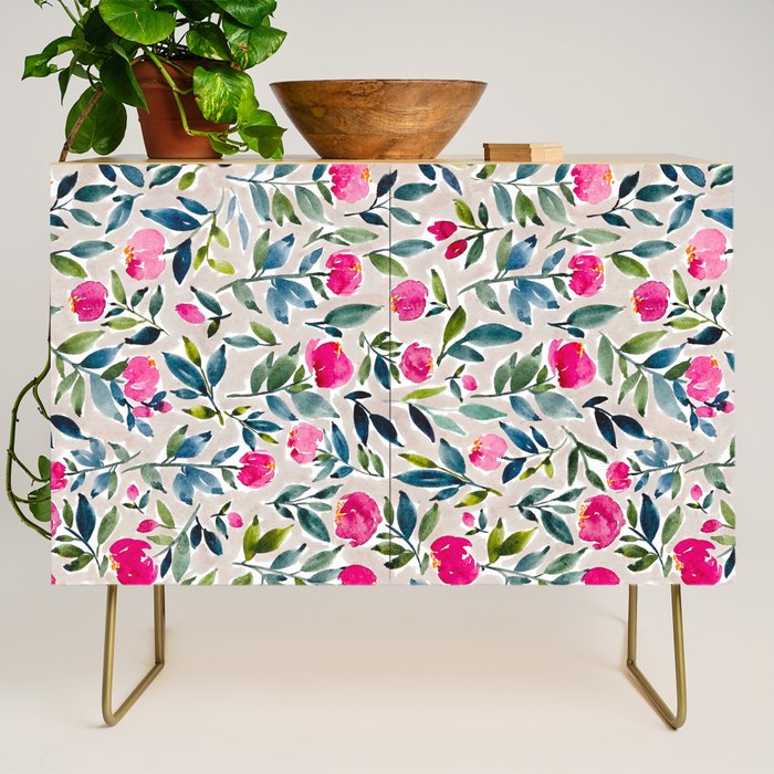 Popping Peonies - Beige Credenza Gallery Image 1