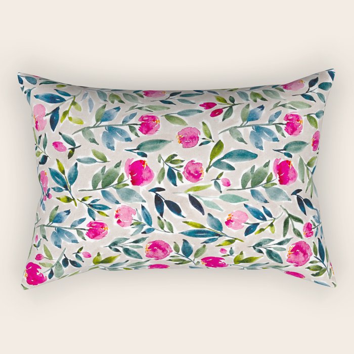 Popping Peonies - Beige Rectangular Pillow Gallery Image 2