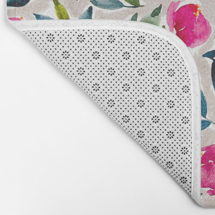 Popping Peonies - Beige Bath Mat Gallery Image 2