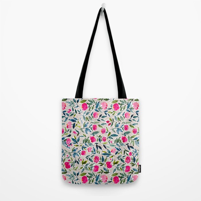 Popping Peonies - Beige Tote Bag Gallery Image 2