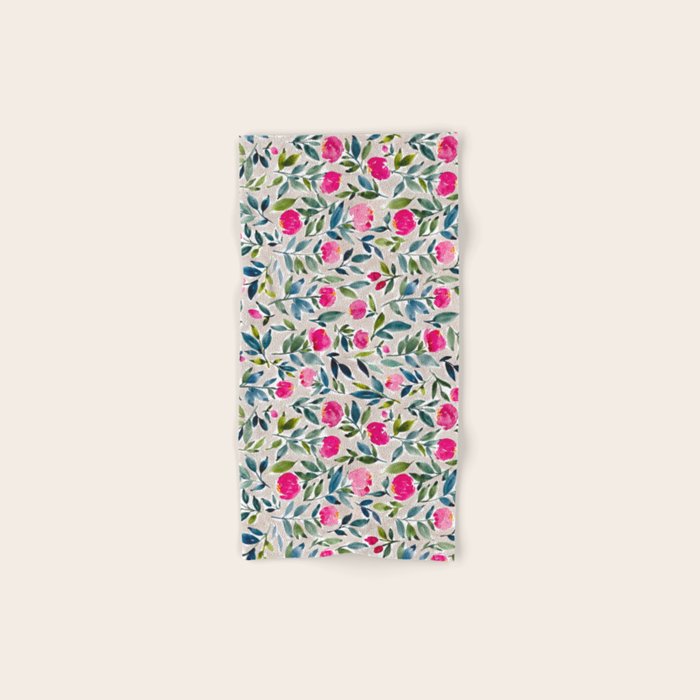 Popping Peonies - Beige Bath Towel Gallery Image 1