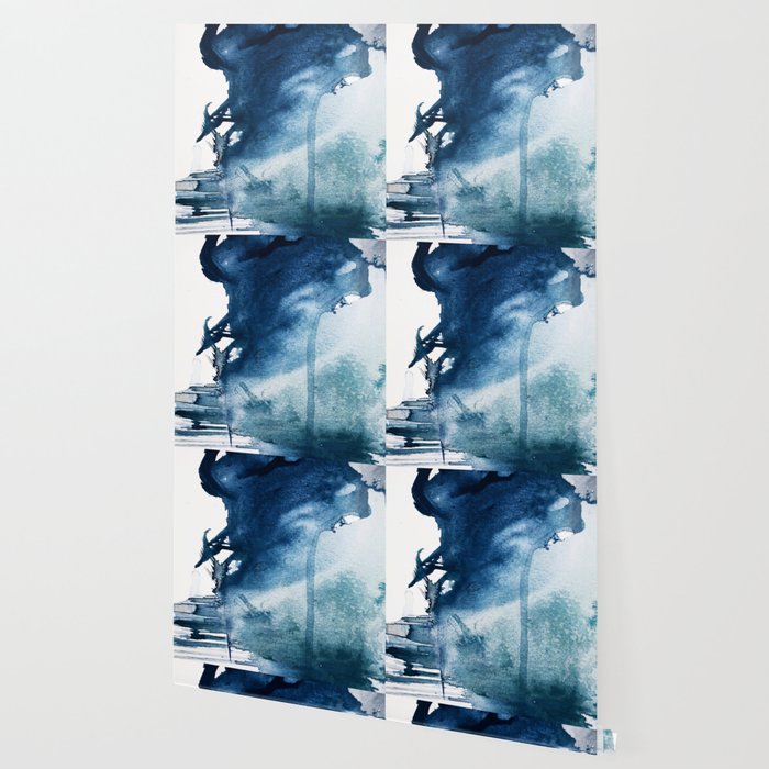 Pacific Grove: a pretty minimal abstract piece in blue by Alyssa Hamilton Art Wallpaper Gallery Image 2