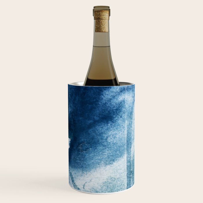 Pacific Grove: a pretty minimal abstract piece in blue by Alyssa Hamilton Art Wine Chiller Gallery Image 1