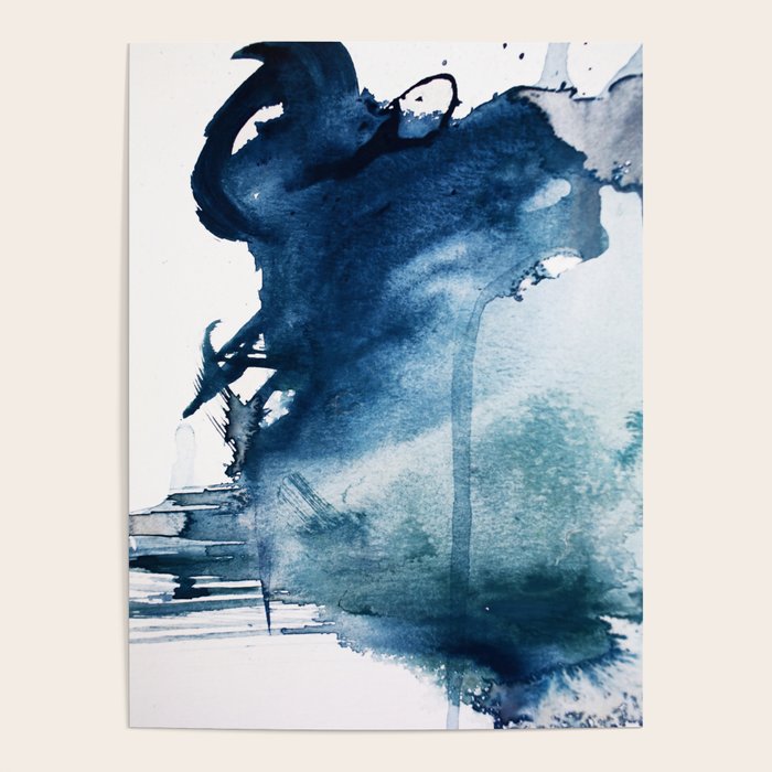 Pacific Grove: a pretty minimal abstract piece in blue by Alyssa Hamilton Art Poster Gallery Image 4
