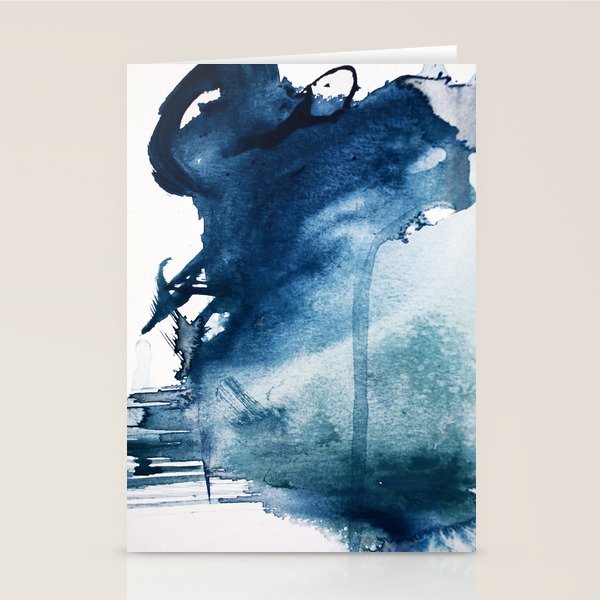Pacific Grove: a pretty minimal abstract piece in blue by Alyssa Hamilton Art Stationery Card Gallery Image 1