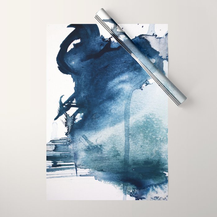 Pacific Grove: a pretty minimal abstract piece in blue by Alyssa Hamilton Art Wrapping Paper Gallery Image 1