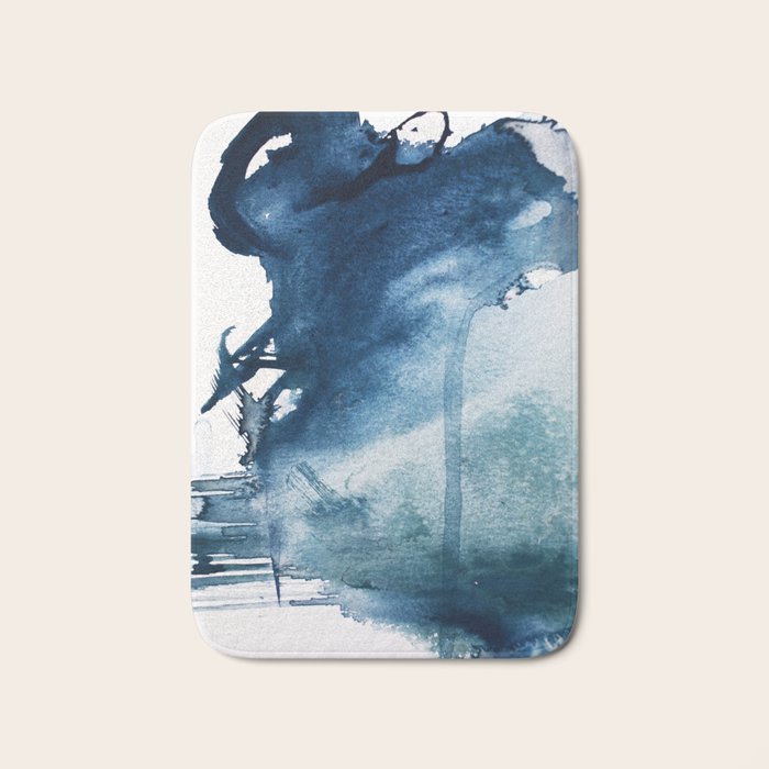 Pacific Grove: a pretty minimal abstract piece in blue by Alyssa Hamilton Art Bath Mat Gallery Image 1