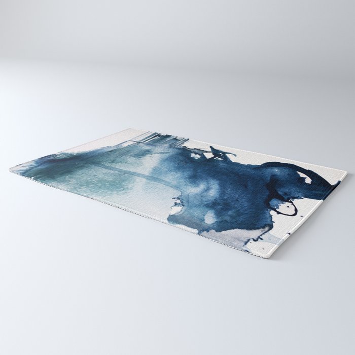 Pacific Grove: a pretty minimal abstract piece in blue by Alyssa Hamilton Art Rug Gallery Image 3