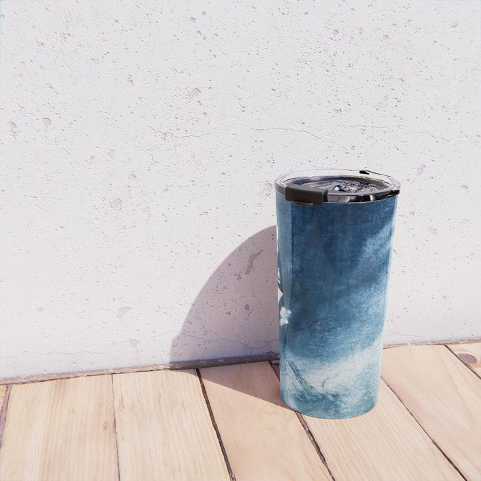 Pacific Grove: a pretty minimal abstract piece in blue by Alyssa Hamilton Art Travel Mug Gallery Image 4