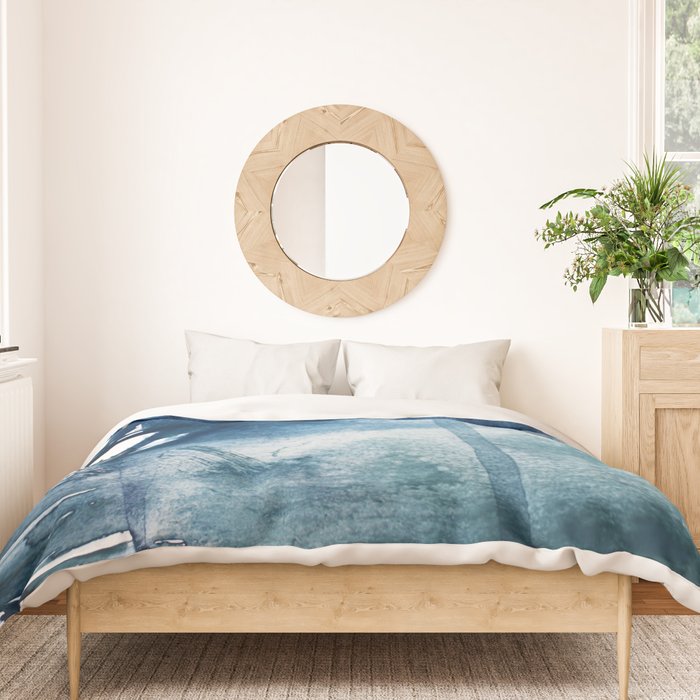 Pacific Grove: a pretty minimal abstract piece in blue by Alyssa Hamilton Art Duvet Cover Gallery Image 3