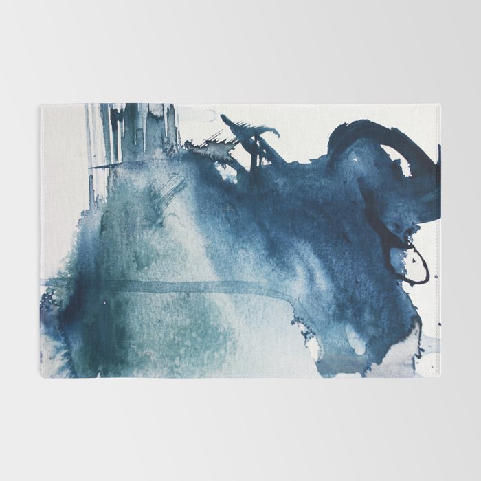 Pacific Grove: a pretty minimal abstract piece in blue by Alyssa Hamilton Art Rug Gallery Image 2