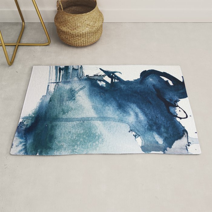 Pacific Grove: a pretty minimal abstract piece in blue by Alyssa Hamilton Art Rug Gallery Image 1