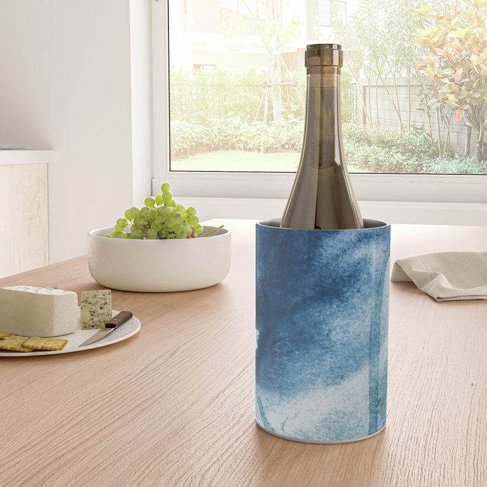 Pacific Grove: a pretty minimal abstract piece in blue by Alyssa Hamilton Art Wine Chiller Gallery Image 4