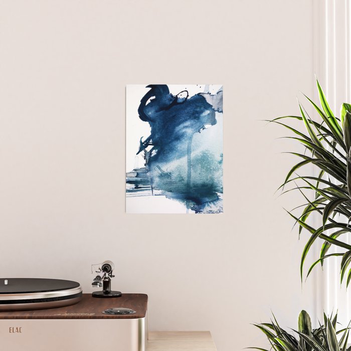 Pacific Grove: a pretty minimal abstract piece in blue by Alyssa Hamilton Art Poster Gallery Image 2