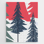 Winter christmas pine tree forest art Jigsaw Puzzle Gallery Image 1