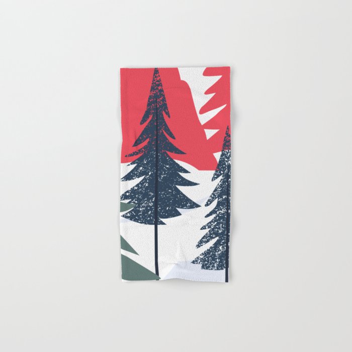 Winter christmas pine tree forest art Bath Towel Gallery Image 1