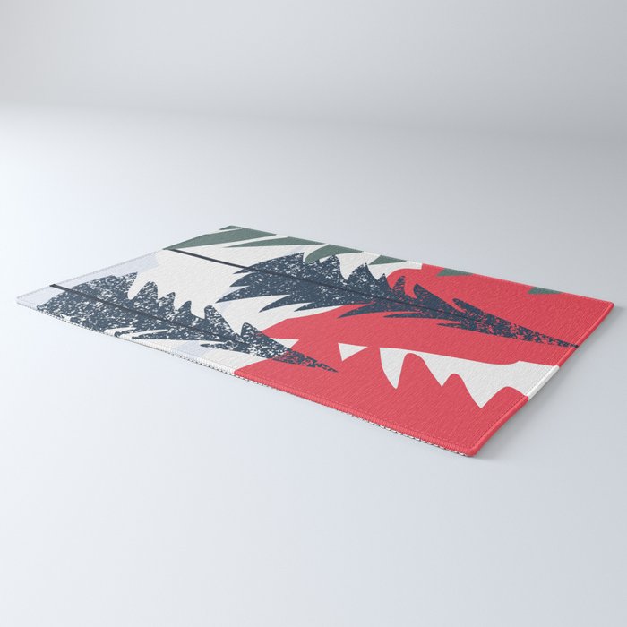 Winter christmas pine tree forest art Rug Gallery Image 3