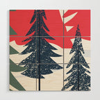 Winter christmas pine tree forest art Wood Wall Art Gallery Image 1