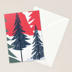 Winter christmas pine tree forest art Stationery Card Gallery Image 2