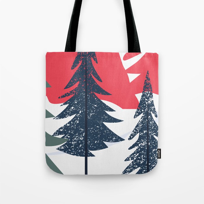 Winter christmas pine tree forest art Tote Bag Gallery Image 1
