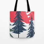 Winter christmas pine tree forest art Tote Bag Gallery Image 1