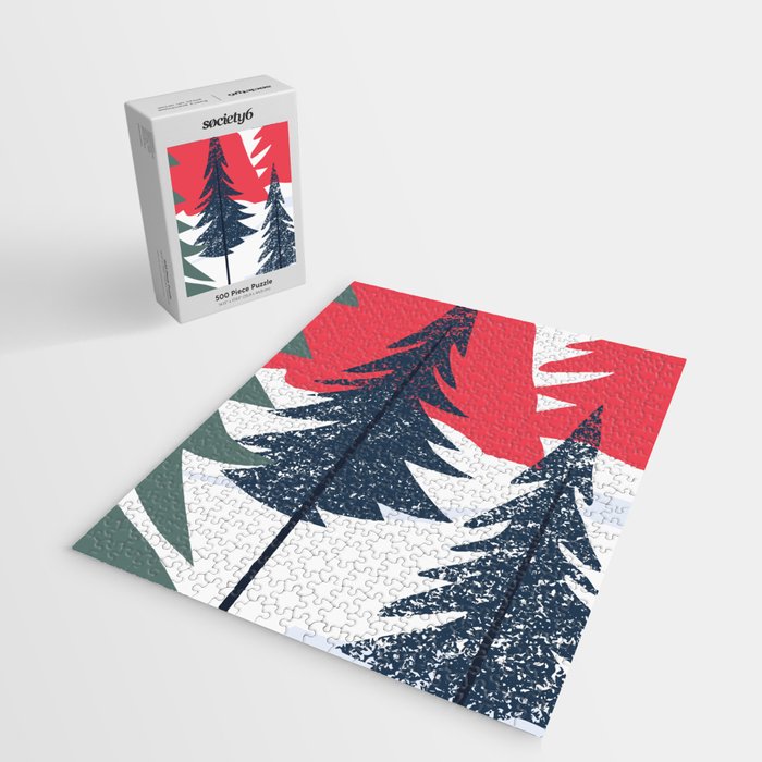 Winter christmas pine tree forest art Jigsaw Puzzle Gallery Image 2