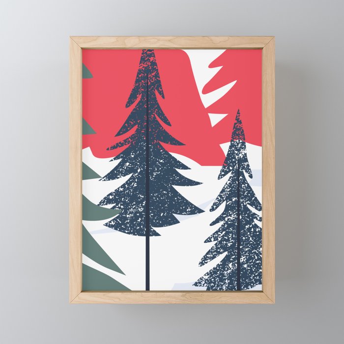 Winter christmas pine tree forest art Mini Art Print Gallery Image 1