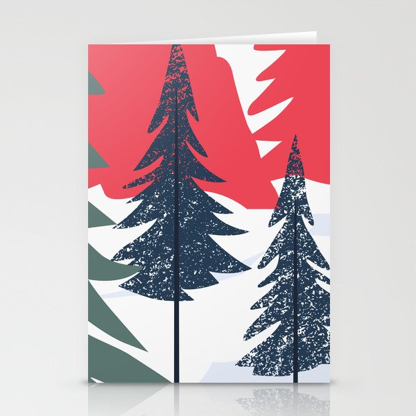 Winter christmas pine tree forest art Stationery Card Gallery Image 2
