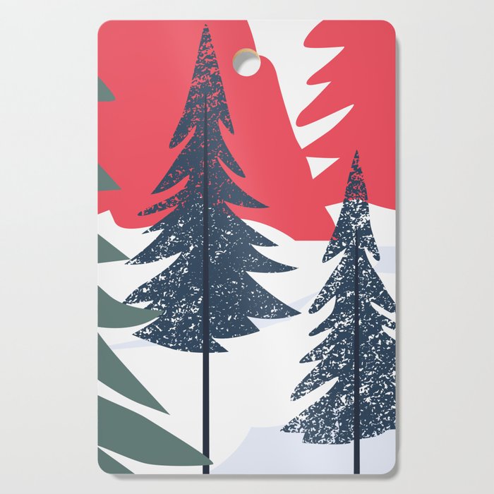 Winter christmas pine tree forest art Cutting Board Gallery Image 1