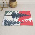 Winter christmas pine tree forest art Rug Gallery Image 1