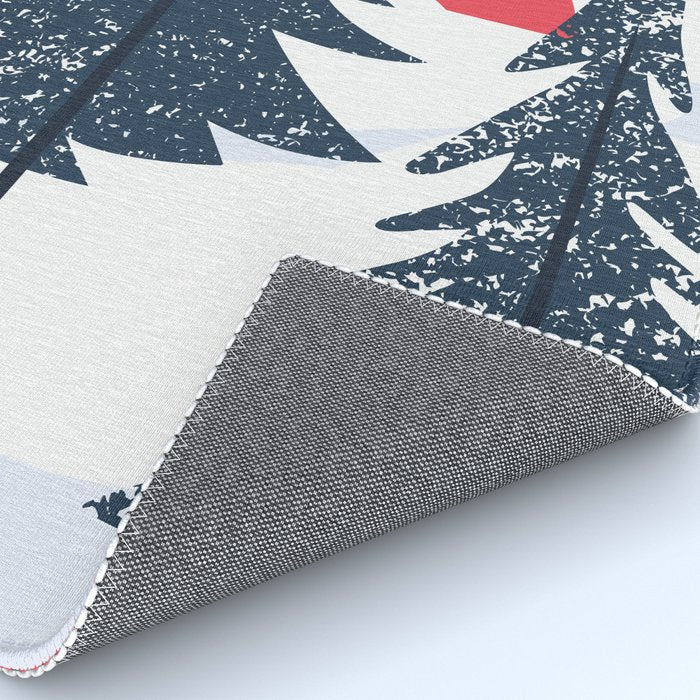 Winter christmas pine tree forest art Rug Gallery Image 4