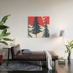 Winter christmas pine tree forest art Wood Wall Art Gallery Image 2
