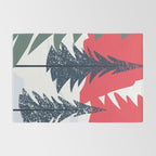 Winter christmas pine tree forest art Rug Gallery Image 2