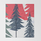 Winter christmas pine tree forest art Throw Blanket Gallery Image 2