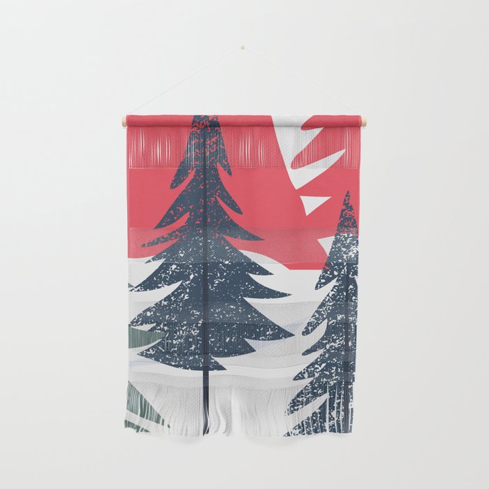 Winter christmas pine tree forest art Wall Hanging Gallery Image 1